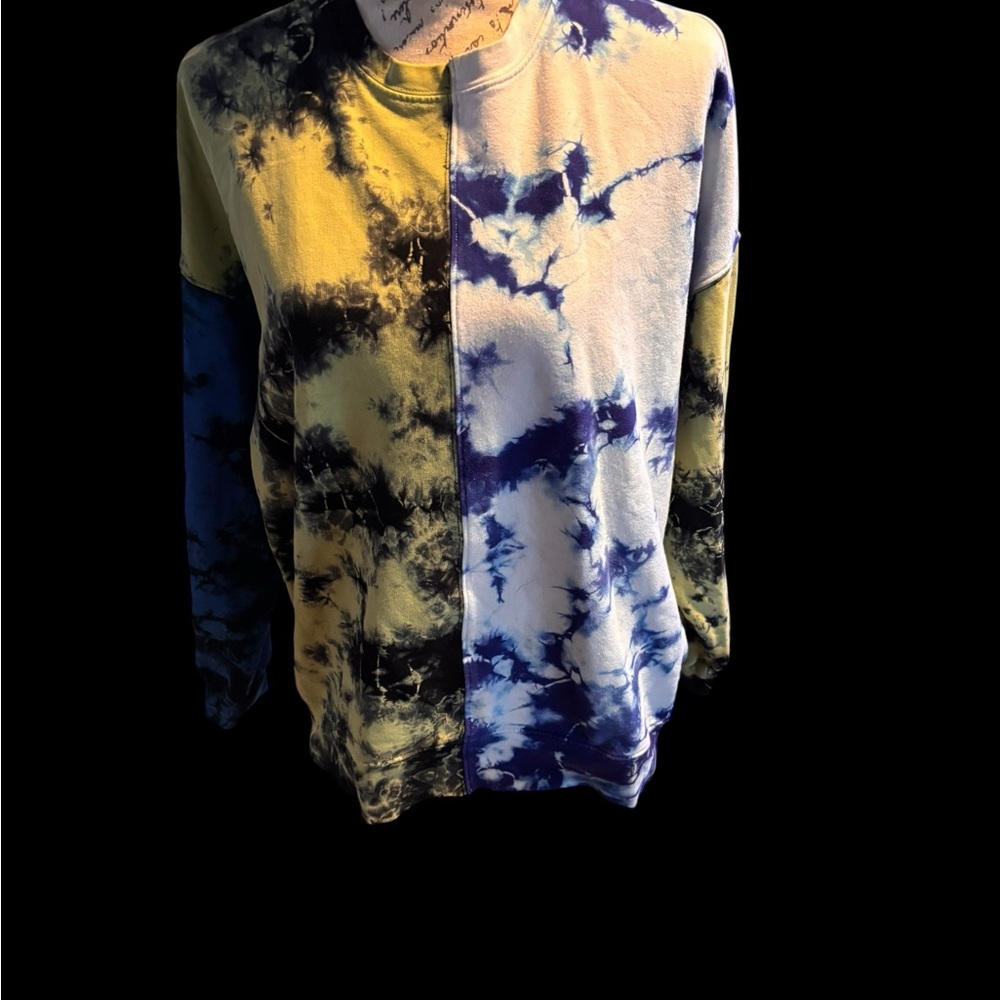 Electric & Rose Split Tie-Dye Sweatshirt Small Venice CA Unique Colorblock